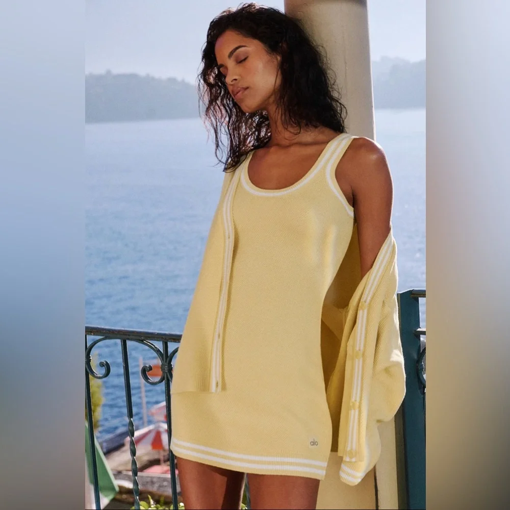 💛ALO Tennis Club Sweater Knit Dress- Warm Butter/White💛 - Picture 7 of 15